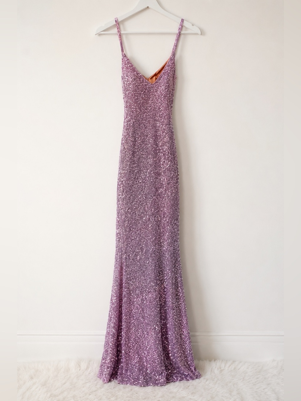 Portia & Scarlett Lavender Sequin Gown size 6, worn once, prom, gala, pageant - Picture 2 of 6